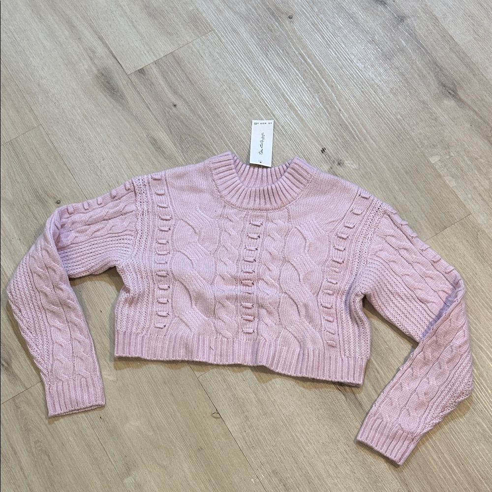 NWT ASOS Miss Selfridge Pink Cable Knit cropped Sweater